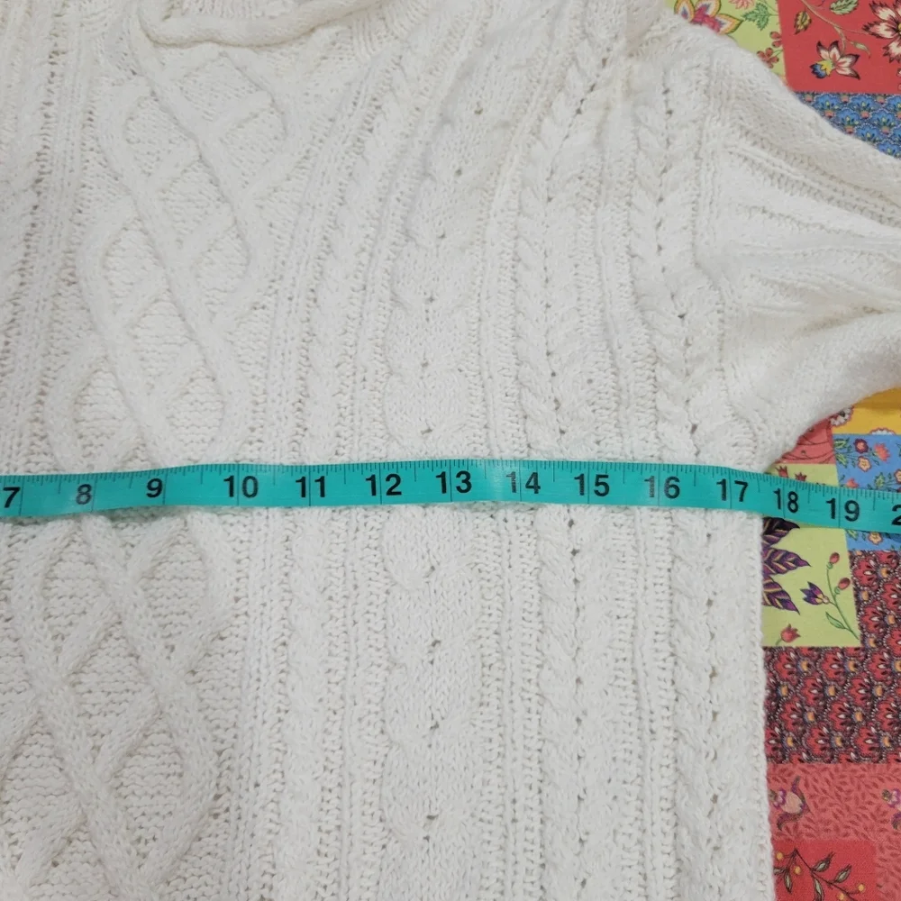 J Crew Factory CF738 Mockneck cable-knit sweater Size S NWT Ivory